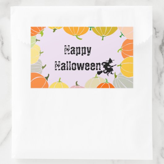 Vliegende heks Spooky Sinaasappel Pompoenen Rechthoekige Sticker (Tas)