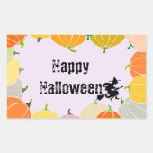 Vliegende heks Spooky Sinaasappel Pompoenen Rechthoekige Sticker (Voorkant)