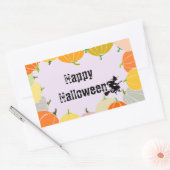 Vliegende heks Spooky Sinaasappel Pompoenen Rechthoekige Sticker (Envelop)