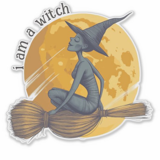 vliegende heks sticker (Voorkant)