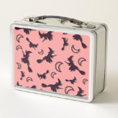 Vliegende heks tussen halve maan bij Halloween nac (Achterkant)