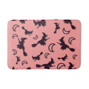 Vliegende heks tussen halve maan bij Halloween nac Badmat