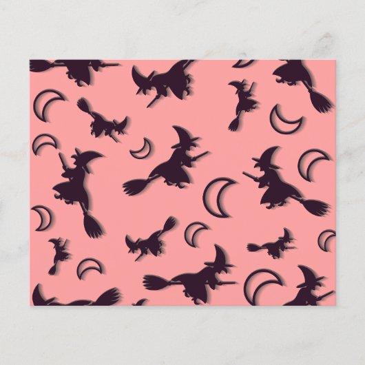 Vliegende heks tussen halve maan bij Halloween nac Flyer (Voorkant)