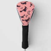 Vliegende heks tussen halve maan bij Halloween nac Golfheadcover (Voorkant)