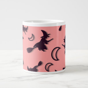 Vliegende heks tussen halve maan bij Halloween nac Grote Koffiekop