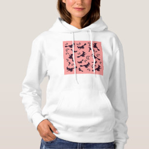 Vliegende heks tussen halve maan bij Halloween nac Hoodie