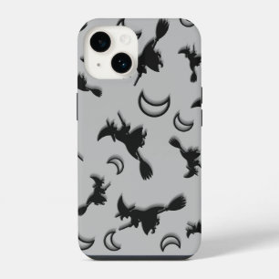 Vliegende heks tussen halve maan bij Halloween nac iPhone 14 Hoesje