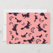 Vliegende heks tussen halve maan bij Halloween nac Kaart (Achterkant)