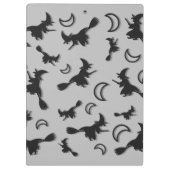 Vliegende heks tussen halve maan bij Halloween nac Klembord (Achterkant)