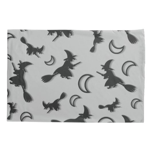 Vliegende heks tussen halve maan bij Halloween nac Kussensloop (Achterkant)