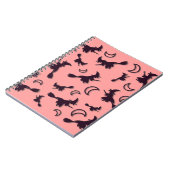 Vliegende heks tussen halve maan bij Halloween nac Notitieboek (Linkerzijde)