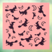 Vliegende heks tussen halve maan bij Halloween nac Raamsticker (Vel 3)