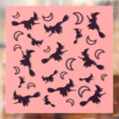 Vliegende heks tussen halve maan bij Halloween nac Raamsticker (Vel 2)