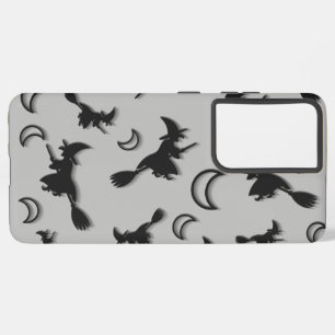 Vliegende heks tussen halve maan bij Halloween nac Samsung Galaxy Hoesje
