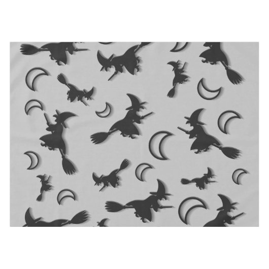Vliegende heks tussen halve maan bij Halloween nac Tafelkleed (Voorkant (Horizontaal))