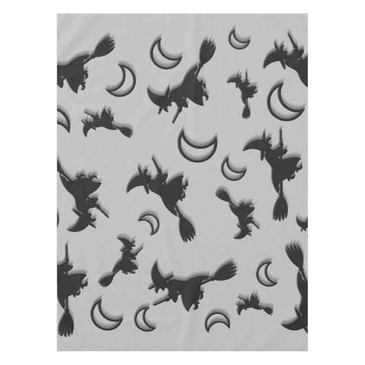 Vliegende heks tussen halve maan bij Halloween nac Tafelkleed (Voorkant)