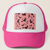 Vliegende heks tussen halve maan bij Halloween nac Trucker Pet (Voorkant)