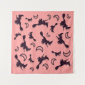 Vliegende heks tussen halve maan bij Halloween nac Wandkleed (Voorkant (horizontaal))