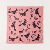 Vliegende heks tussen halve maan bij Halloween nac Wandkleed (Voorkant)