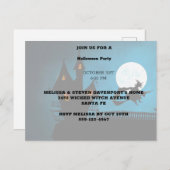 vliegende heks uitnodiging briefkaart (Voorkant / Achterkant)