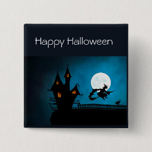 vliegende heks vierkante button 5,1 cm