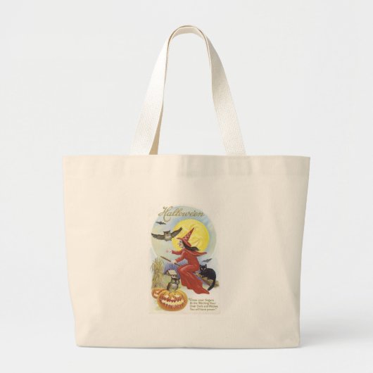 Vliegende heks, vleermuizen, katten, kippen grote tote bag (Voorkant)