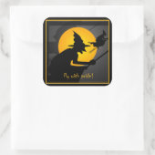 Vliegende heks vliegen met trots grappige Hallowee Vierkante Sticker (Tas)
