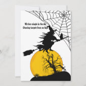 Vliegende Heks Volle Maan Griezige Spreuk Donkere  Feestdagenkaart (Voorkant)