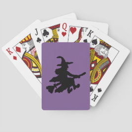 Vliegende Heks Zwart op Paars Pokerkaarten