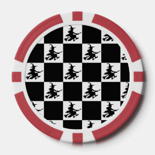Vliegende Heks Zwart & Wit Geruit Poker Chips