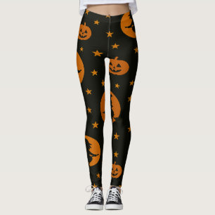 Vliegende Heksen en Zwevende Pompoenen Zwart  Leggings