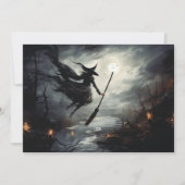 Vliegende heksen, Halloween Feestdagenkaart (Voorkant)