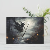 Vliegende heksen, Halloween Feestdagenkaart (Staand voorkant)
