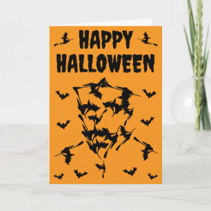 Vliegende Heksen Halloween Schedel Vleermuizen Sil Kaart