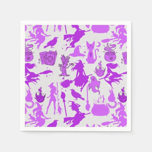 Vliegende heksen patroon.Paarse Servet (Voorkant)