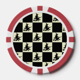 Vliegende Heksen Zwart & Geel Geruite Pokerfiches Poker Chips