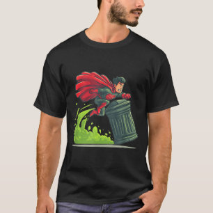 Vliegende Held Met Vuilnisbak Kostuum Voor Take Ou T-shirt