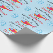 Vliegende helikopter Birthday Name & Age Cadeaupapier (Hoek)