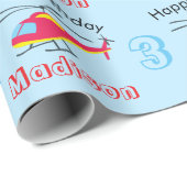 Vliegende helikopter Birthday Name & Age Cadeaupapier (Rol Hoek)