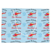 Vliegende helikopter Birthday Name & Age Groot Cadeauzakje (Achterkant)