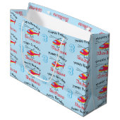 Vliegende helikopter Birthday Name & Age Groot Cadeauzakje (Voorkant Gekanteld)