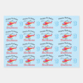 Vliegende helikopter Birthday Name & Age Inpakpapier Vel (Voorkant)