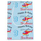 Vliegende helikopter Birthday Name & Age Medium Cadeauzakje (Voorkant)