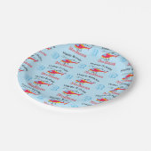 Vliegende helikopter Birthday Name & Age Papieren Bordje (Gekanteld)