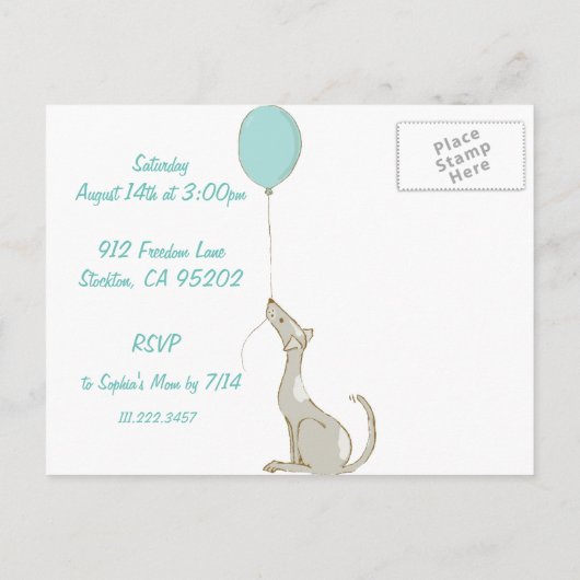 Vliegende hond en vogels - Kinderdagenuitnodiging Uitnodiging Briefkaart (Achterkant)