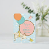 Vliegende hond en vogels - Kinderdagenuitnodiging Uitnodiging Briefkaart (Staand voorkant)