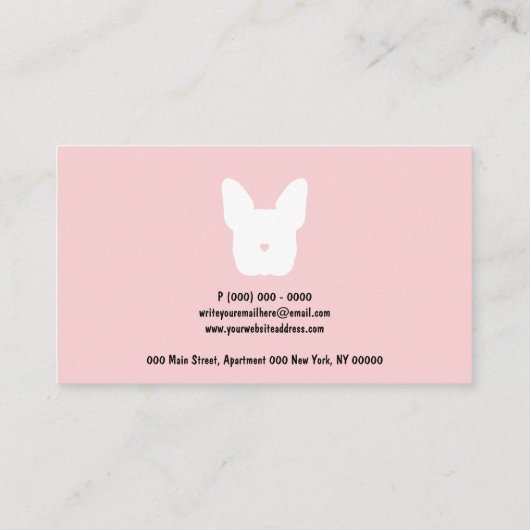 Vliegende hond logo simpel huisdier visitekaartje (Achterkant)