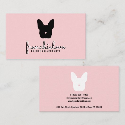 Vliegende hond logo simpel huisdier visitekaartje (Voorkant / Achterkant)