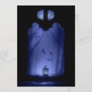 Vliegende hond van Eerie Blue Night   Halloween Kaart