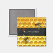 Vliegende Honingbijen over Geel Honingraat Douane Magneet (Voorkant / Achterkant)